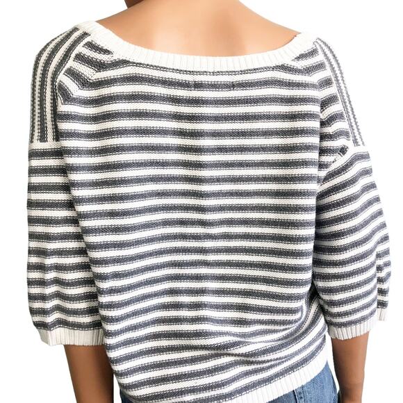 juniors AEROPOSTALE gray & white SWEATER striped top size M medium - Picture 5 of 8